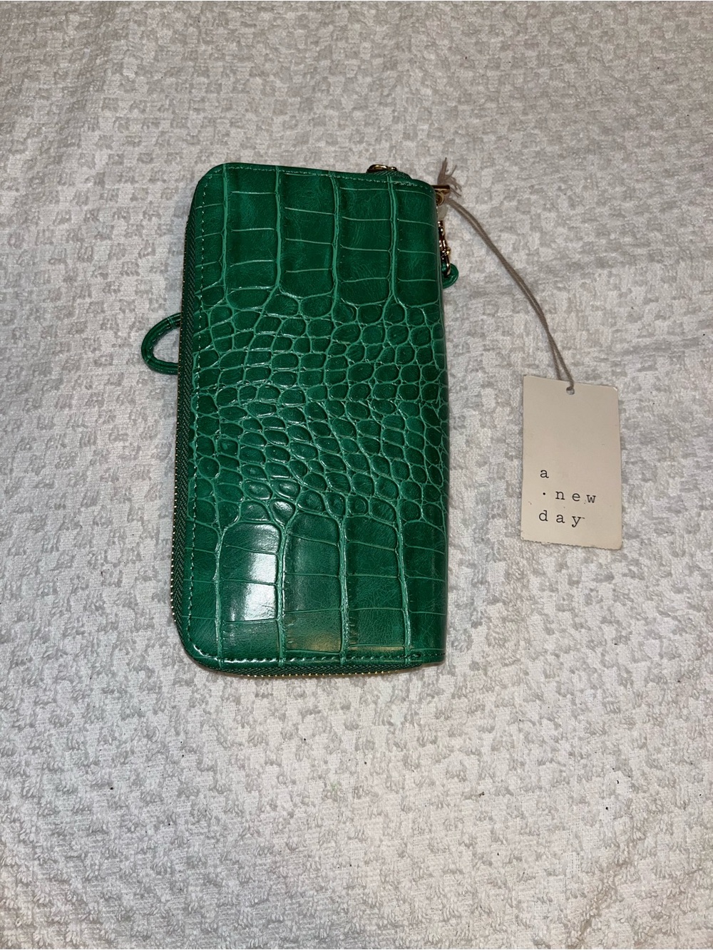 a new day Emerald Green Croc-Embossed Zip Wallet
